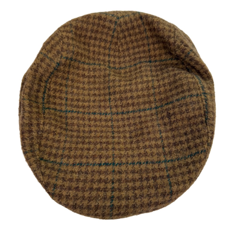 Country Gentleman Flat Cap 22in Wool Houndstooth Brown British Newsboy Hat